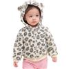 Minicoco Giacca Caldo in Pile Sherpa per Bambina Giacche Peli Sintetici con Cerniera Integrale Cappotto Bambina in Peluche con Cappuccio (3 anni, Stampa leopardo (manica lunga))