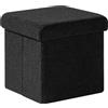 PINPLUS Pouf Cubo Contenitore in Tessuto Peluche, Puff Contenitore Pieghevole, Poggiapiedi Comodo per Camera, Salotto e Toeletta, 32x32x32 cm, Nero