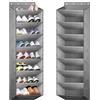 bssmmai Scarpiera porta, scarpiera da appendere, organizer per scarpe, porta con 8 tasche profonde, adatta a 20 paia di scarpe (grigio)