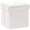 PINPLUS Pouf Cubo Contenitore in Tessuto Peluche, Puff Contenitore Pieghevole, Poggiapiedi Comodo per Camera, Salotto e Toeletta, 30x30x30 cm, Bianco