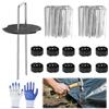 BUERPINKING Picchetti per Telo Pacciamatura, 100 Picchetti Giardino + 100 Rondelle, in Acciaio, 150x40x2mm, Fissaggio per Tessuto, Erba Artificiale, Prato Sintetico, Tenda da Campeggio