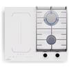 Klarstein MultiChef 4 - Piano Cottura A Induzione E Gas, 4 Zone, 7Kw, Flexzone, Stop&Go, Timer, Bianco, 58,5 Cm, Piano Cottura A Gas & Induzione, Controllo Con Cursore, Supporti In Ghisa