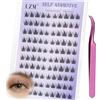 LZM Ciglia Finte Ciuffetti Autoadesive C Curl 10-12MM Pre-Incollate Ciuffetti Ciglia Finte Non Richiede Colla Kit Lash Extension Con Pinzette Pre Glued Cluster Lashes