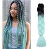 SEGO Capelli per Treccine Africane Extension Afro Trecce Lunghe 60cm Treccia Finta Braiding Hair Sintetici Ombre Crochet Fibre 100g - Nero/Verde Chiaro