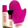 Coco & Eve Set abbronzante Coco & Eve Sunny Honey Bali (scuro). Mousse abbronzante senza sole All Natural. Lozione autoabbronzante istantanea, guanto applicatore e pennello Kabuki.