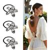 Bottega della Principessa Set Da 3 Elastici Gioiello Argento a Forma di Fiore - Accessori Capelli Donna Eleganti, Fermagli Argentati Per Acconciature Raffinate