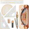DY.2ten Set Geometria per Studenti, Geometry Compasso Set, Math Geometry Kit, Goniometro, Compasso,Righelli, con Scatola Infrangibili, Squadrette da Disegno 45 e 60, Elementare, 7 Pezzi