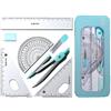 Ceeyoll Set Geometria per Studenti,Compasso Disegno Tecnico,Forniture Portatili Per Disegno,Set di compassi con squadra, righello, gomma e mine di ricambio per Materiale Scolastico e Scolastico.