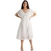 FIORELLA RUBINO: Vestito Lungo in Cotone Sangallo Curvy Size Bianco Stagione Primavera Estate 2025.