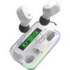 Music Hero Auricolari TWS Wireless con Custodia di Ricarica, Schermo LCD, Microfono Integrato, Musica e Chiamate per 3 Ore, Comandi Touch, Bianco