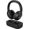 Technaxx Cuffie TV wireless con base di ricarica - Cuffie Bluetooth 5.4 Over-Ear con microfono, 30h autonomia, USB-C, ingresso ottico e AUX - Ideali per TV, anziani e musica - TX-350