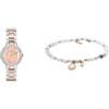 Fossil orologio da donna Virginia in acciaio inossidabile bicolore e bracciale semiprezioso bianco Wellness, set
