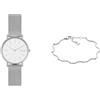 Skagen orologio da donna in acciaio inossidabile color argento e bracciale Essential Waves, set