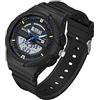 Forrader Orologio da donna impermeabile, sportivo, digitale, da polso, con data, retroilluminazione, settimana, sveglia, cronometro, orologio digitale, regalo per ragazze/donne, nero/blu, Cinturino