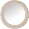 DRW Specchio da Parete Rotondo in Legno MDF e Velluto in Beige, Multicolore, Medidas: 80x3,5x80cm