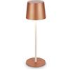 BRILONER - Lampada da tavolo LED senza fili IP44 con touch, dimmerabile, batteria ricaricabile, scrivania senza fili, comodino ricaricabile, 11x34,5 cm, caffè