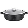 KAMBERG Tegami 32 cm, Ghisa di Alluminio, Rivestimento Antiaderente di Alta Performance Pietra, Coperchio in Vetro, Tutti Fornelli y induzione, Senza PFOA
