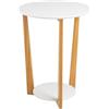 DRW Tavolino Rotondo in Legno e PB Bianco e Naturale, Multicolore, Medidas: 60x30x116 cm