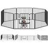 PawHut Box per Cani Taglia Media e Piccola a 8 Pannelli Modulabili da Interno ed Esterno, Cancello per Cani in Acciaio con 9 Picchetti, 164x164x60 cm, Nero