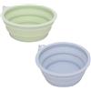 CALLYSONIC 2 ciotole pieghevoli per cani con gancio, ciotola pieghevole in silicone, comoda per cani da bere e mangiare, adatta per campeggio, viaggi a lunga distanza, uso domestico, verde e blu, 650 ml (N)
