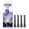 Oral-B iO Radiant White - Testine di ricambio originali per spazzolini elettrici Oral-B iO, sbiancamento dei denti, nero, confezione da 4