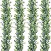 SOMYTING Ghirlanda artificiale di eucalipto, verde, fatta a mano per sfondo nuziale decorazione da parete foglie protezione dai raggi UV per interni ed esterni 4 pezzi