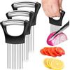 Poraceous 3 Pezzi Porta Fette di Cipolla in Acciaio Inox, Forchetta per Cipolle, Affettatrice per limone, Multifunzionale Per Fette Di Cipollas Strumenti, per Affettare Carne, Cipollas, Patate (Nero)
