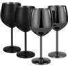 Livole Set di bicchieri da vino rosso, 18 Oz, da 550 ml, in acciaio inox, da champagne, coppe grandi, con manico, per cocktail, nero opaco e nero (confezione da 4)