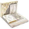 ihvan online Set Regalo per la Preghiera per Hajj e Umrah, Tappeto per Preghiera Musulmano, Tappeto Islamico, 99 Perle Tesbih, Corano Sacro con Traduzione Francese, Set Deluxe Islamico per Regalo di