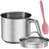 KAYCROWN Casseruola in acciaio inox con coperchio in vetro, multiuso da 1,5 litri, con coperchio per scolare e beccucci per far bollire latte, salse, sugo, pasta, noodles
