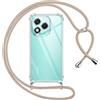 Pnakqil Cover per Honor 400 Lite 5G con Cordino, Trasparente Custodia con Laccio Tracolla Cellulare Girocollo Collana Protettiva per Honor 400 Lite 5G 6.7 Pollic, Khaki