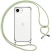 Pnakqil Cover per iPhone 17E/iPhone 16E/iPhone SE 4 2025 con Cordino, Trasparente Custodia con Laccio Tracolla Cellulare Girocollo Collana Protettiva per iPhone 17E 6,1 Pollic, Verde