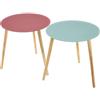 DRW Set di 2 tavolini in legno e vetro in rosa-blu e naturale