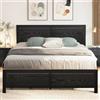 VECELO Struttura letto 140 x 200 cm, letto in metallo con testiera spessa e rete a doghe, letto matrimoniale con vano sotto il letto, perfetto per camera da letto, colore nero