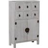 DRW Tavolo di ingresso asiatico con 6 cassetti e 2 ante in legno MDF bianco decape 63 x 26 x 100 cm