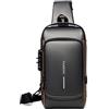 FANDARE Antifurto Zaino Monospalla Uomo Borse a Spalla Impermeabili piccole a tracolla con USB Business in PU per Scuola Outdoor Ciclismo Viaggio Hiking Multitasche Grigio Marrone