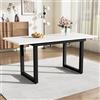 Mielvu Tavolo da pranzo allungabile, L140/180*W80*H75, stile industriale, rettangolare, tavolino da caffè, moderno, design semplice in ferro battuto, salvaspazio e multifunzionale, realizzato in MDF (bianco+