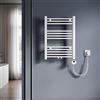 SONNI Scaldasalviette elettrico con termostato, 700 x 500 mm, bianco, attacco centrale ovale, scaldasalviette per bagno, riscaldamento 400 W