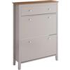 SoBuy Scarpiera Salvaspazio Slim Ingresso - Mobile Scarpiera con Cassetto e 2 Ante a Ribalta per 12 Paia - Design Nordico in Legno, Facile Montaggio, 78x24x108 cm, Marrone Chiaro, FSR89-KA