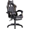 Brigros WeHome - Sedia da Gaming Racing Ergonomica Reclinabile con Braccioli, Poltrona Ufficio Girevole con Rotelle, Poggiapiedi, Poggiatesta e Cuscino Lombare in Similpelle, Portata: 125kg (Camouflage)