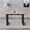 Mielvu Tavolo da pranzo allungabile, L140/180*W80*H75, stile industriale, rettangolare, tavolino da caffè, moderno, design semplice in ferro battuto, salvaspazio e multifunzionale, realizzato in MDF (nero+