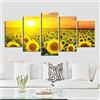 Thznmg Stampa su Tela Moderna 200X100 Cm/ 78.8X 39.4Immagini Murali per Soggiorno 5 Pezzi Pittura Ad Olio su Tela con Olio di Girasole Quadri Moderni Stampati Immagini per Pareti