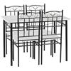 H.J WeDoo Set Tavolo e 4 Sedie da Pranzo, 5 Pezzi, per 4 Persone, Tavolo Rettangolare da Cucina, 4 Sedie con Schienali，Per Bar, Cucina, Soggiorno,109 cm,Marmo bianco