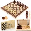 LOVICVKEM 3 in 1 Scacchiera in Legno, Dama Gioco da Tavola, Scacchi Portatili, Backgammon e Dama, Set Scacchi Professionale Portatile Pieghevole Gioco, Per Bambini e Adulti Famiglia Viaggio