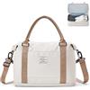 WEPLAN Borsone da Viaggio Donna 40x20x25 Ryanair Borsa da Viaggio Aereo Bagaglio a Mano Borsa Sportiva Donna Weekend Borsone Palestra Ospedale Piscina con Scomparto per le Scarpe,Beige con Marrone