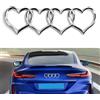 MOXRUQ Adesivo 3D per bagagliaio, con logo a forma di cuore, autoadesivo a quattro anelli, alla moda, adatto per Audi A3 4 5 6 8 TT R8 Q3 5 7 (argento)