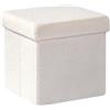 PINPLUS Pouf Cubo Contenitore in Tessuto Peluche, Puff Contenitore Pieghevole, Poggiapiedi Comodo per Camera, Salotto e Toeletta, 32x32x32 cm, Bianco
