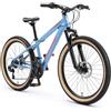 BIKESTAR MTB Mountain bike 24 alluminio per bambini 8-12 anni | Bicicletta telaio 13 pollici 21 velocità Shimano, hardtail, freni a disco, sospensioni | Blu