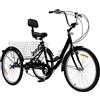 Dofanqing 24 pollici triciclo pieghevole per adulti, 7 marce, freno a V anteriore con portabevande ecologico, adatto per il tempo libero trasporto e lo sport (nero)