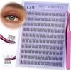LZM Ciglia Finte Ciuffetti Autoadesive D Curl 10-13MM Pre-Incollate Ciuffetti Ciglia Finte Non Richiede Colla Kit Lash Extension Con Pinzette Pre Glued Cluster Lashes (SCH)